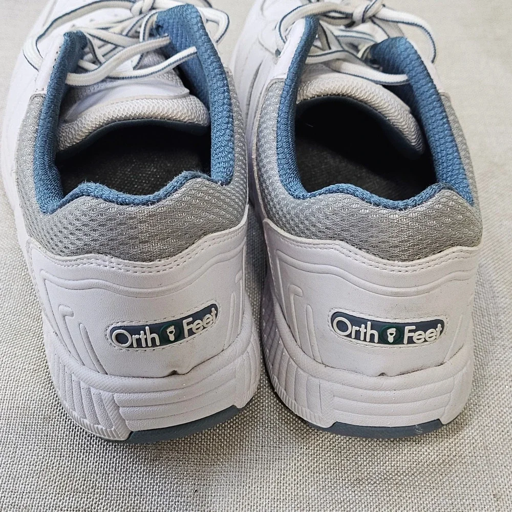 OrthoFeet 940 Walking Shoes Womens 9 White Leather Orthopedic Athletic Sneakers